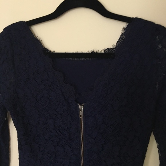 Diane Von Furstenberg Zarita Navy Blue Lace Dress Size 4 - Picture 7 of 8